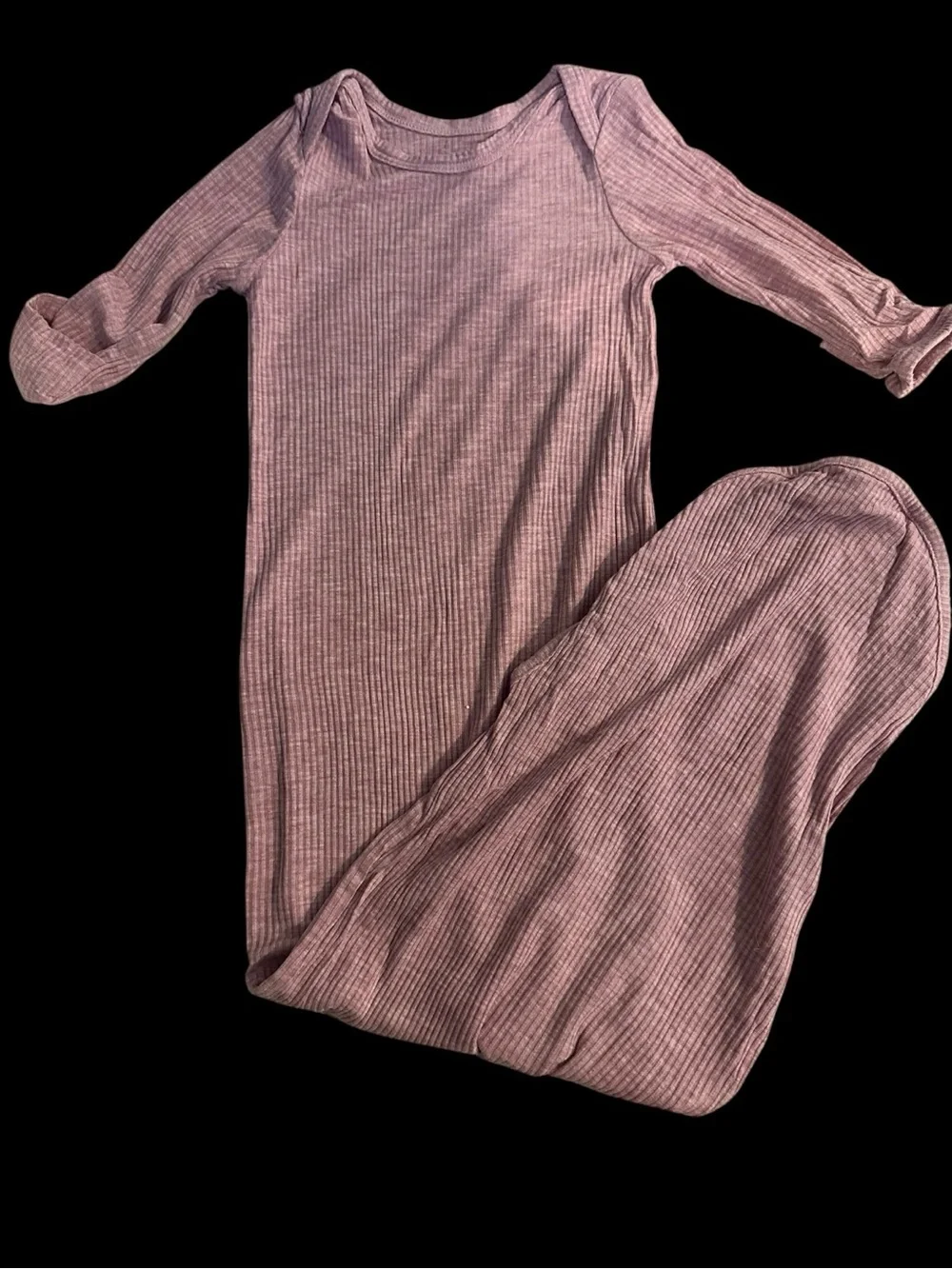Little Sleepies Heather Mauve Ribbed Gown